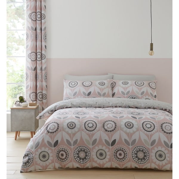 Roosa ja hall voodipesu , 135 x 200 cm Annika - Catherine Lansfield