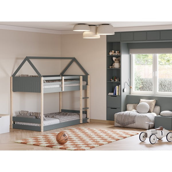 Hallikasroheline laste narivoodi koos voodipõhjaga 90x190 cm -Valka - Marckeric-image-4