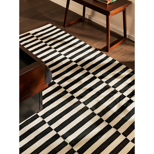 Must-valge kahepoolne käsitsi kootud villane vaip 200x300 cm Donna - Hanse Home-image-3