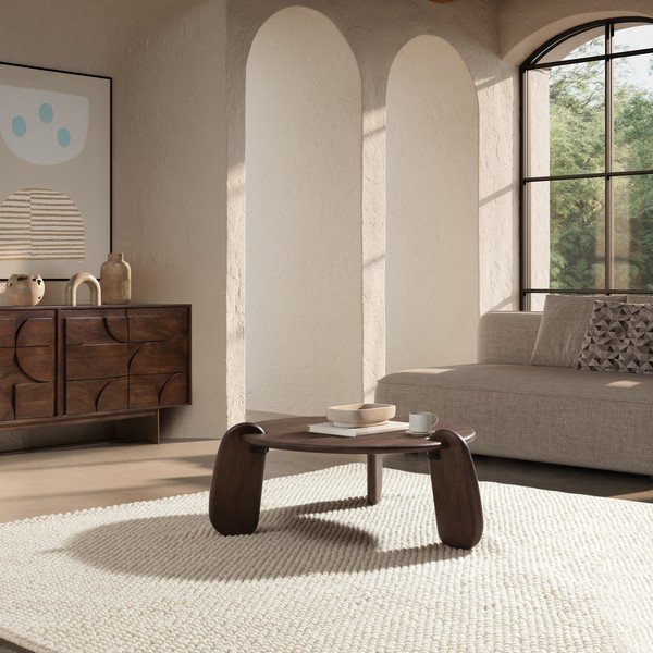 Tumepruun ümmargune mangopuidust kohvilaud ø 80 cm Tamira - MOME-image-1