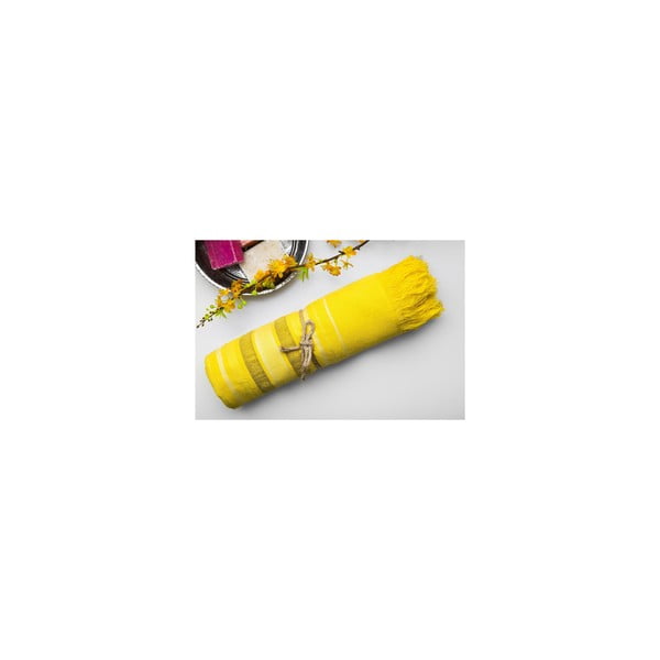 Hamam osuška Cotton Loincloth Yellow Three, 75x170 cm