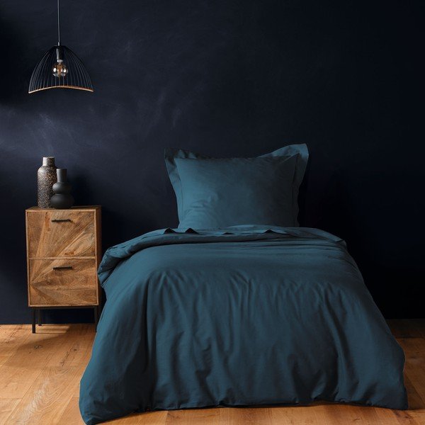 Puuvillane tekikott üheinimesevoodile, petrooleumivärvi, 140x200 cm Lina - douceur d'intérieur-image-1