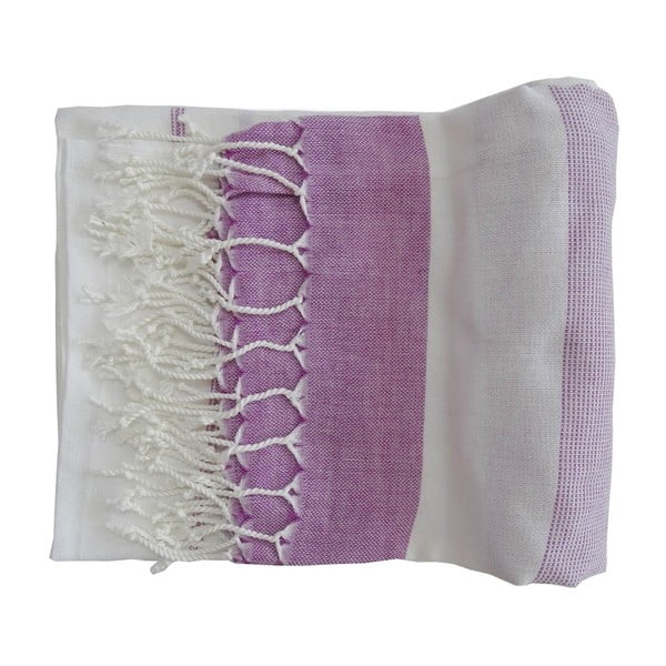 Fialová ručně tkaná osuška z prémiové bavlny Homemania Gokku Hammam, 100 x 180 cm