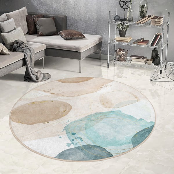 Sinine-beež pestav ümmargune vaip ø 100 cm Puddle - Mila Home-image-3