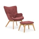 Punane velvetist tugitool koos jalatoega Niko - Ropez