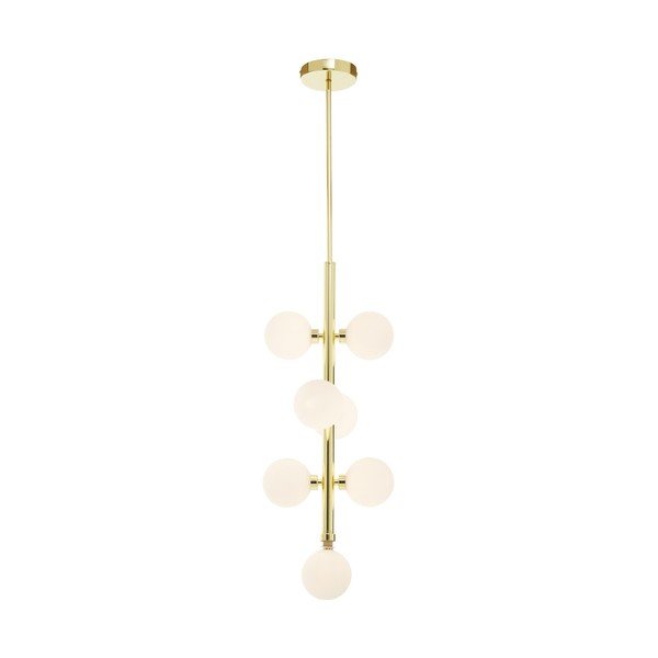 Valge/kuldse värvi metallist ripplamp klaasist varjuga, ø 27 cm Trieste - Premier Housewares-image-2