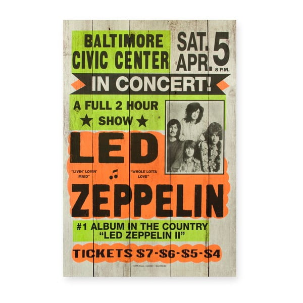 Männipuidust silt Led Zeppeling, 60 x 40 cm - Really Nice Things