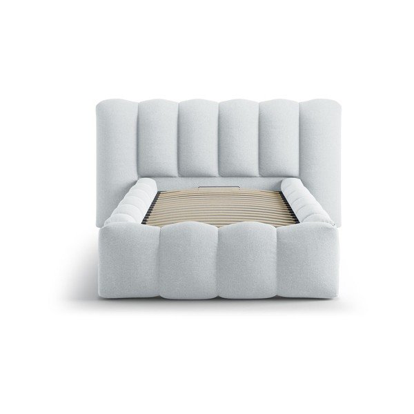 Helehall polsterdatud üheinimesevoodi koos panipaiga ja voodipõhjaga 90x200 cm Lupine - Micadoni-image-3