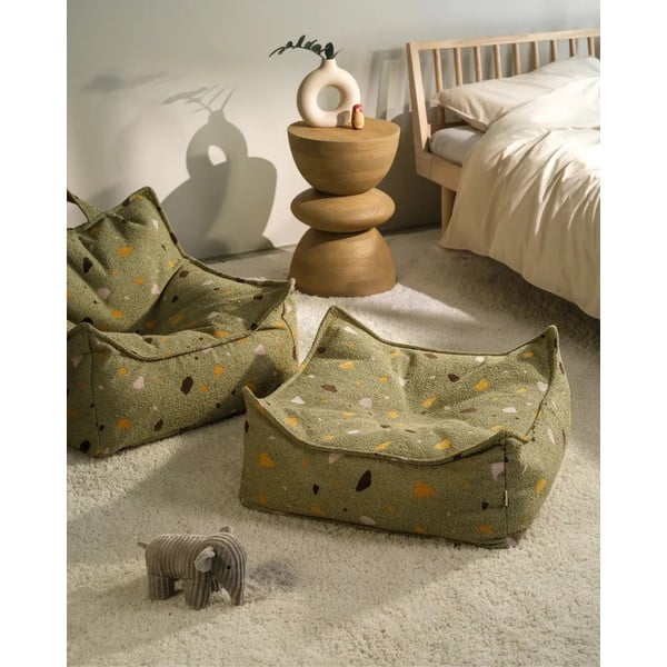 Roheline buklee/šenillkangast laste kott-tool Terrazzo Square - Wigiwama-image-2