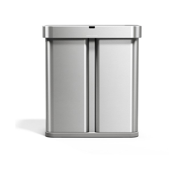 Terasest prügikast 34+24 l sorteeritud jäätmete jaoks/kontaktivaba hõbedases värvitoonis Dual Sensor - simplehuman-image-3