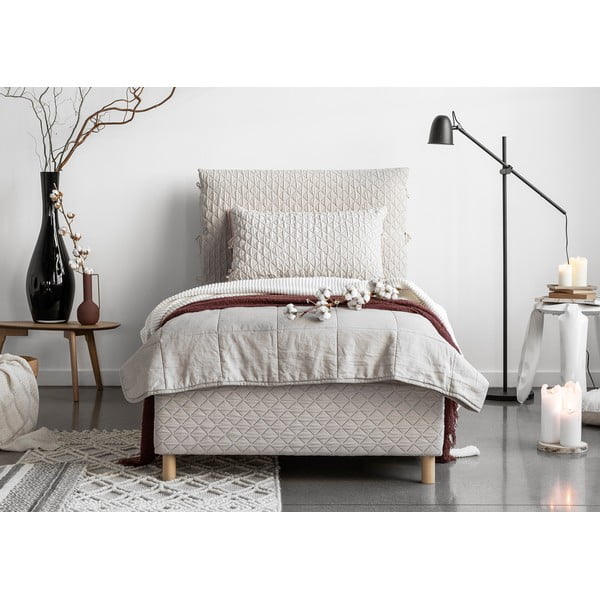 Beež polsterdatud üheinimesevoodi koos voodipõhjaga 90x200 cm Sleepy Luna – Miuform-image-1