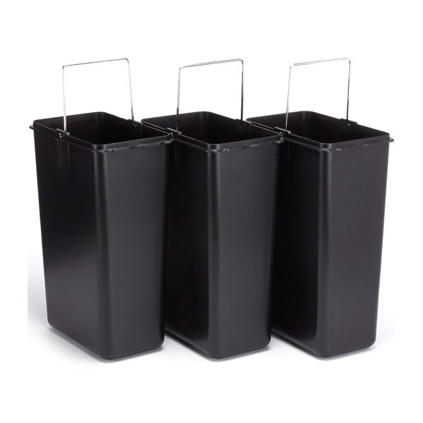 Matt hõbedane terasest prügikast 3x8 l sorteeritud jäätmete jaoks/pedaaliga Tri Selectif - MSV-image-3