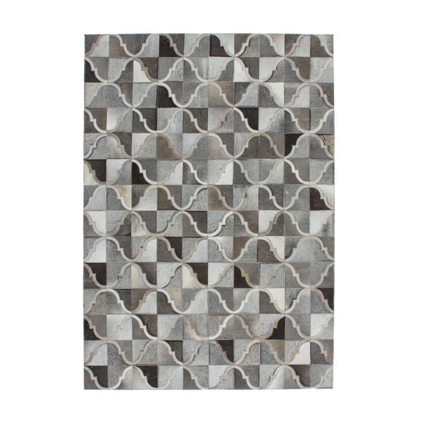 Šedý kožený koberec Eclipse, 80x150cm