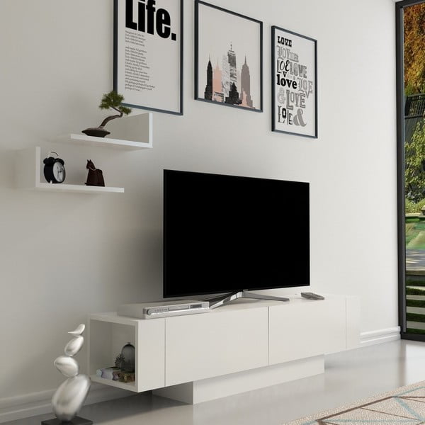 Valge TV-komplekt 150x42x31,5 cm Matera – Zena Home-image-2