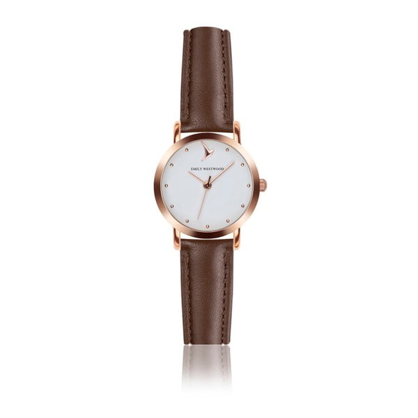 Dámské hodinky s hnědým páskem z pravé kůže Emily Westwood Vintage