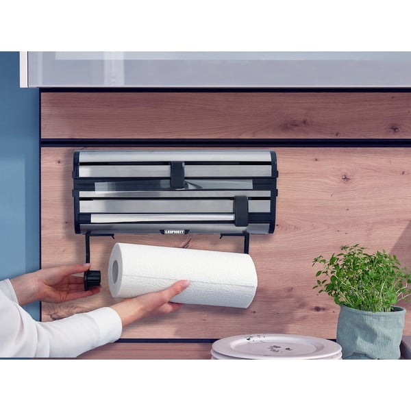 Hõbedane metallist seinale kinnitatav majapidamispaberi ja fooliumi hoidik Parat Royal - LEIFHEIT-image-3