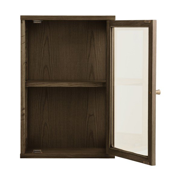 Tumepruun rippuv vitriinkapp tammepuust dekooriga 40x60x20 cm Zamora - House Nordic-image-3