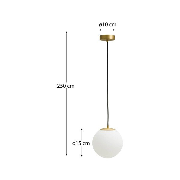 Valge/kuldne ripplamp klaasist varjuga, ø 10 cm Brisia - Kave Home-image-4
