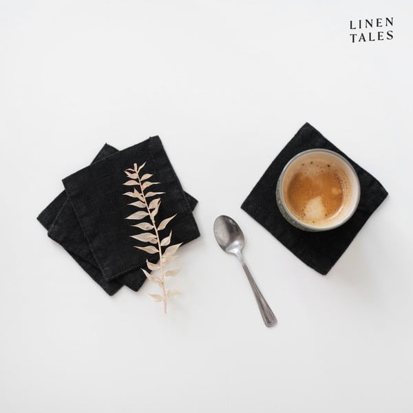 Mustast kangast klaasialused 4 tk komplektis - Linen Tales-image-1