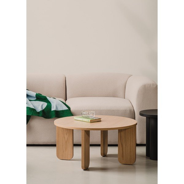 Ümmargune kohvilaud naturaalse tammepuust pealispinnaga, läbimõõduga 75 cm Kuvu - noo.ma-image-1