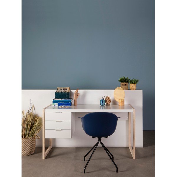 Valge kirjutuslaud männipuidust jalgadega Frank - Marckeric-image-1