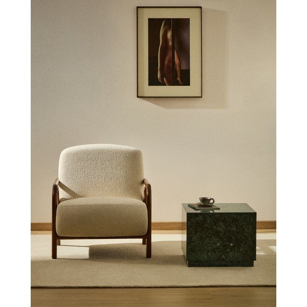 Beež šenillist tugitool Sylo - Kave Home-image-1