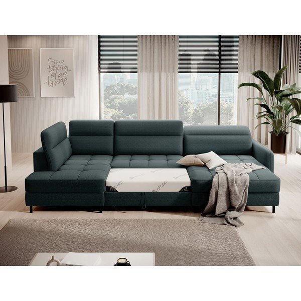 Roheline sametist lahtikäiv/sahtliga nurgadiivan (vasak nurk/U-kujuline) Berrto – ELTAP-image-4