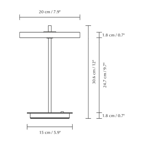 Must-valge LED-lauavalgusti metallist varjuga (kõrgus 31 cm) Asteria Move - UMAGE-image-4