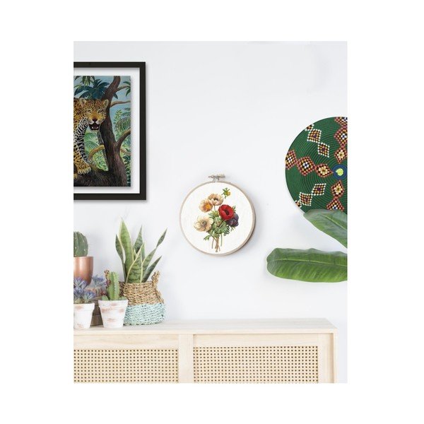 Seinakaunistus Stitch Hoop , ⌀ 27 cm Flowers - Surdic-image-1