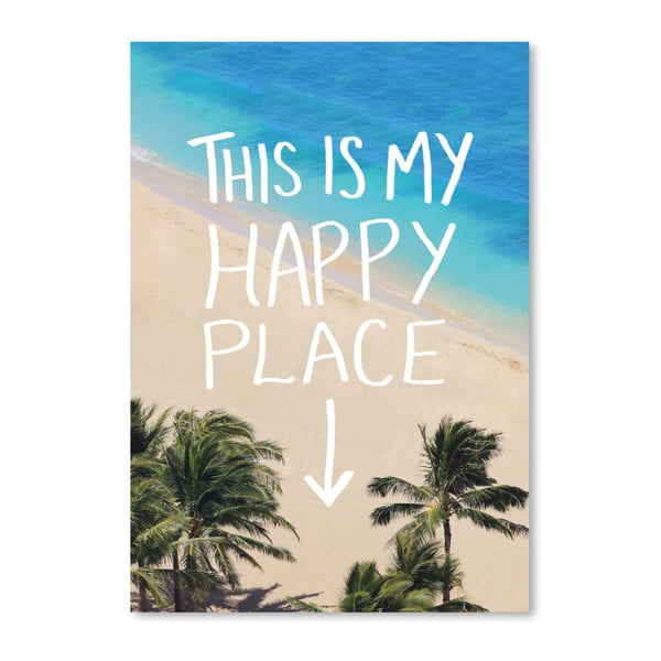 Plakát Americanflat Happy Place Hawaii, 42 x 30 cm