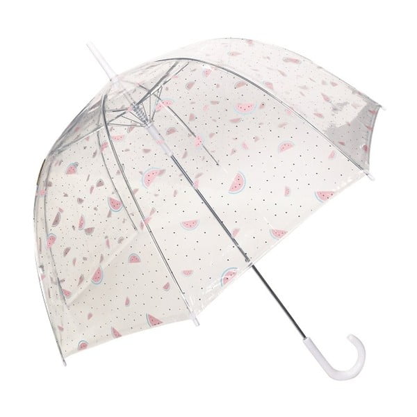 Transparentní holový deštník s růžovými detaily Birdcage Watermelon, ⌀ 81 cm