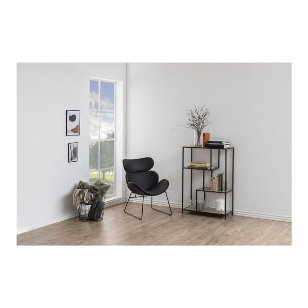 Must/loomulik tammepuust raamaturiiul 77x114 cm Seaford - Actona-image-1