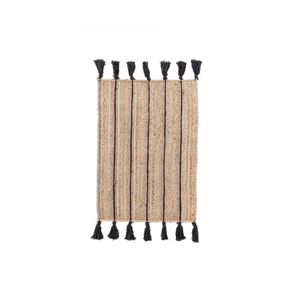 Must/naturaalne käsitsi kootud džuudist vaip 60x90 cm Jalaja - Bizzotto