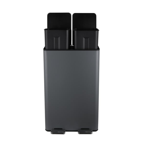 Tumehall terasest prügikast 2x30 l sorteeritud jäätmete jaoks/pedaaliga Aliya - Spirella-image-3