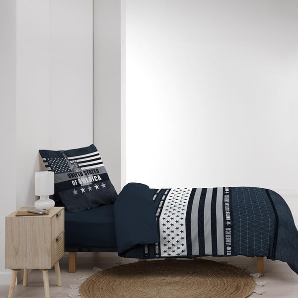 Tumesinine puuvillane voodipesu ühekohalisele voodile 140x200 cm States - douceur d'intérieur-image-3