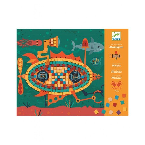 Pestrobarevná mozaika Djeco Stroje v pohybu-image-1