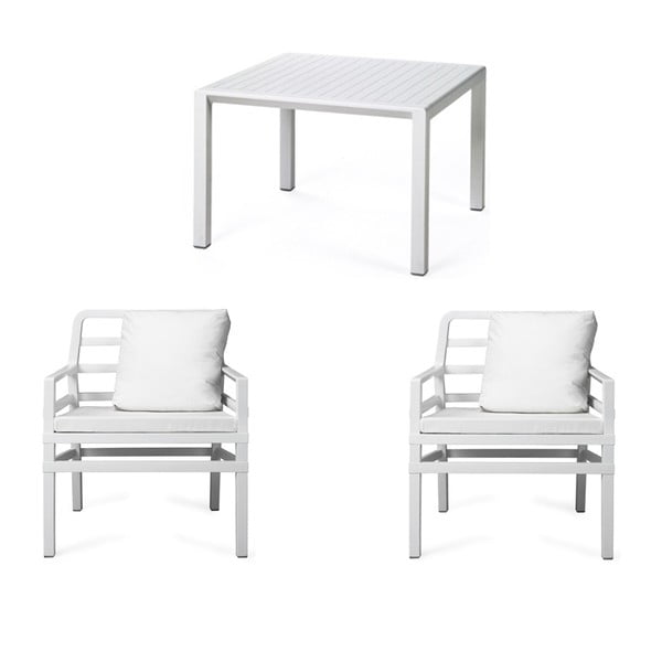 Sada 2ks křeslo Aria Bianco + stůl Aria Bianco 60 x 60 cm, bílá