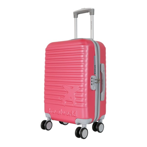 Růžovo-šedé kabinové zavazadlo na kolečkách Travel World