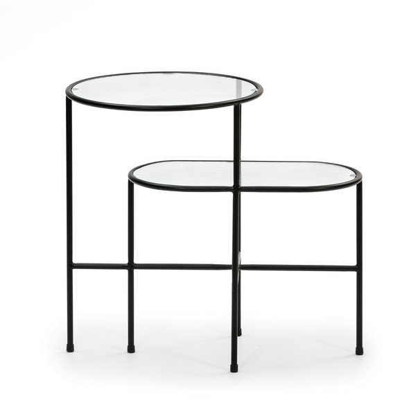 Černý odkládací stolek se skleněnou deskou Teulat Nix-image-2
