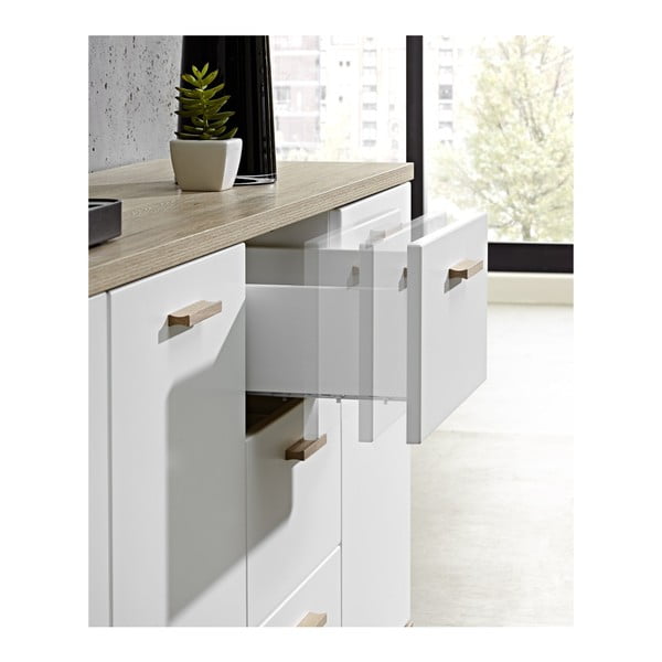 Valge madal kapp tammepuust 192x85 cm Oslo - Germania-image-2