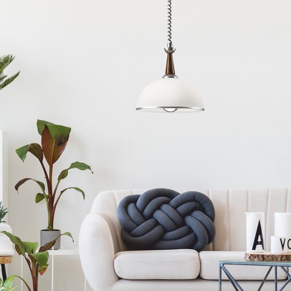 Hõbedane-tumepruun rippvalgusti klaasist varjuga ø 30 cm Ciara - LAMKUR-image-1