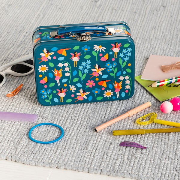 Tumesinine metallist lastekohver 19x8x17 cm Fairies in the Garden - Rex London-image-1