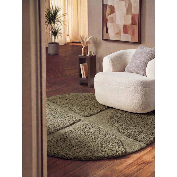 Khaki värvi käsitsi kootud ümmargune vaip ø 200 cm Lambeth Jasper - Ted Baker-image-1