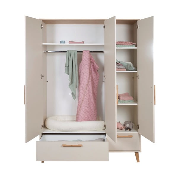 Kreem tammespoonist laste riidekapp 138x200x55 cm Jil - Roba-image-3