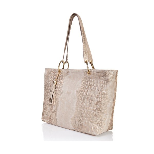 Hnědošedá kožená kabelka Massimo Castelli Ravenna-image-3