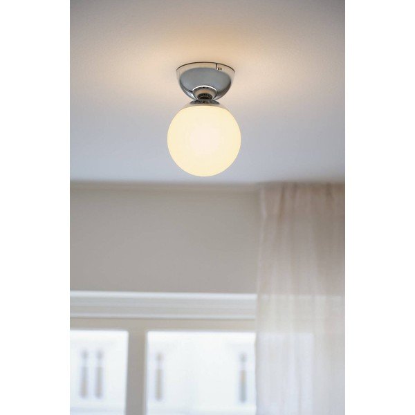 Valge/läikiv hõbedane opaalklaasist laelamp, ø 15 cm Leah - Jotex-image-1