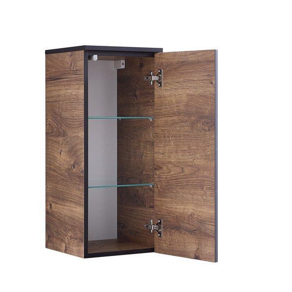 Pruun rippuv vannitoakapp tammepuust 30x72 cm Set 374 - Pelipal-image-2