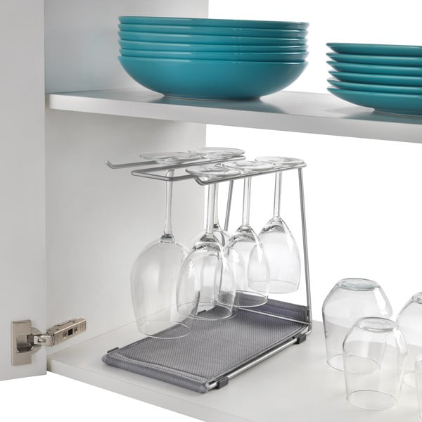 Terasest hõbedane veiniklaaside hoidja terasest Calix - Metaltex-image-3