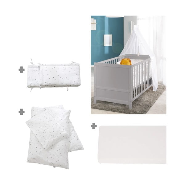 Helehall võrevoodi koos varikatusega 70x140 cm Sternenzauber - Roba-image-3