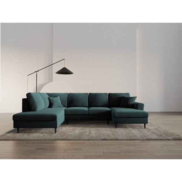 Petrooleumi värvi sametist panipaigaga nurgadiivanvoodi (vasak nurk/"U"-kujuline) Kyoto - Cosmopolitan Design-image-2